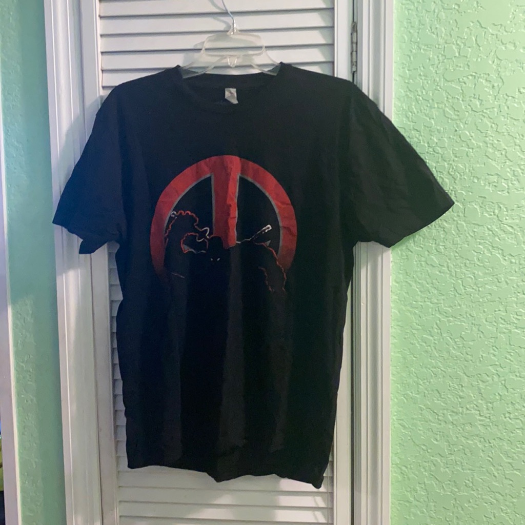 Marvel Mens Deadpool Short-Sleeve Graphic Black And Red Tee Shirt L